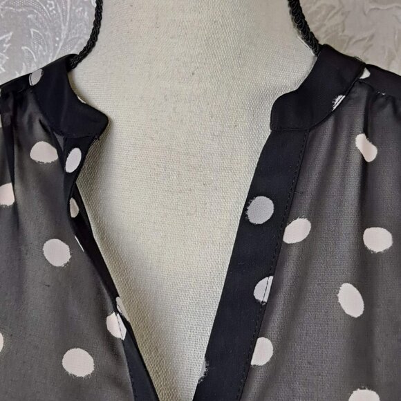 Lauren Conrad Size Medium Black with White Polka Dots Button Down Tunic Sheer - Picture 4 of 16